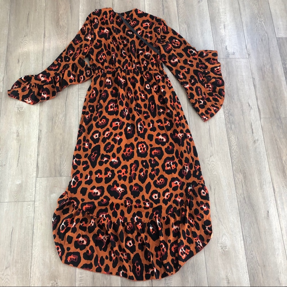 PrettyLittleThing Leopard Print Ruffle Wrap Dress - Picture 5 of 9